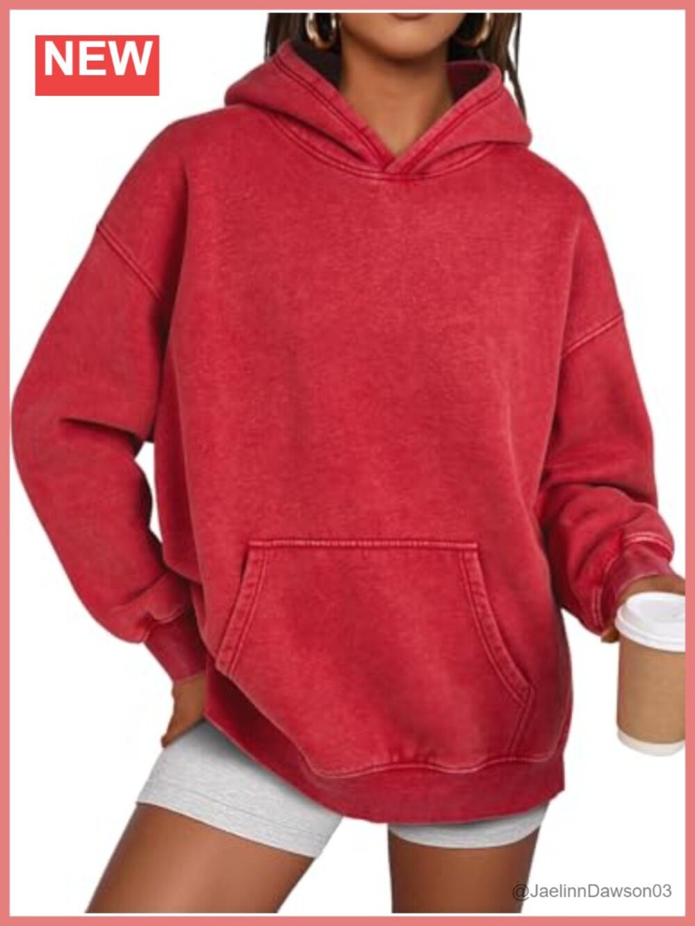 Oversized Acid Wash Hoodie Pullover Sweatshirt Cotton Blend Long Sleeve